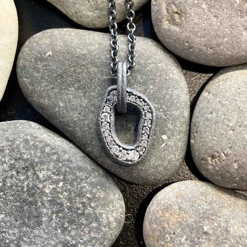 Adjustable Pendant Necklaces-Lake Path Sterling Silver and Diamonds Necklace