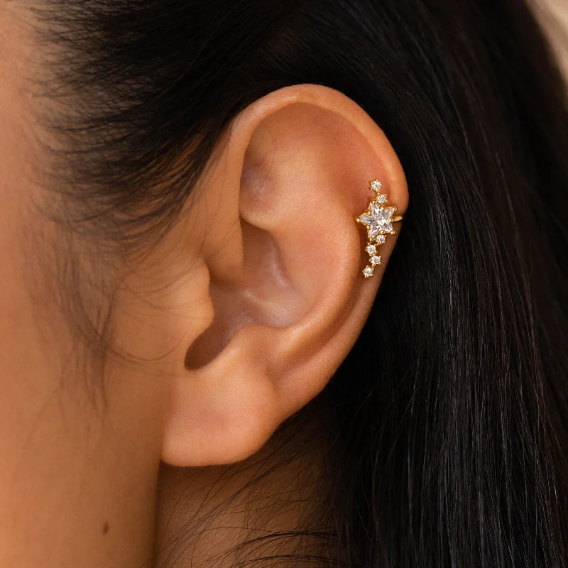 Luxury Gemstone Hoop Earrings-Starry Night Ear Cuffs