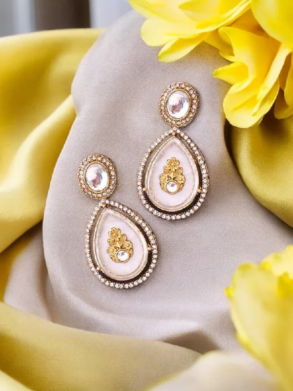 Classic Silver Earrings-Ivory Pritika Danglers