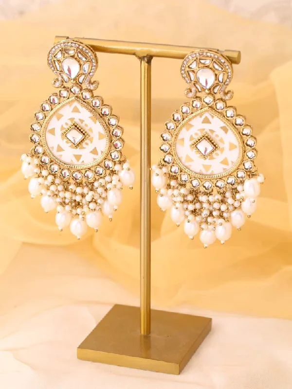 Custom Drop Earrings for Women-Ivory Bani Chandbalis