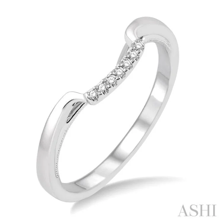 Affordable Gemstone Wedding Rings-1/20 Ctw Round Cut Diamond Wedding Band in 14K White Gold