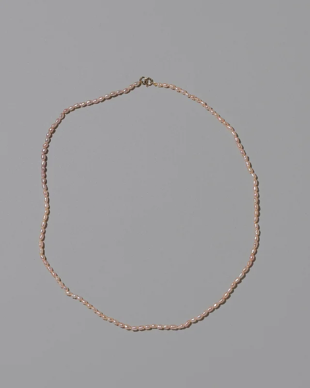 Unique Pendant Necklaces-Pink Peony Oval Seed Pearl Necklace