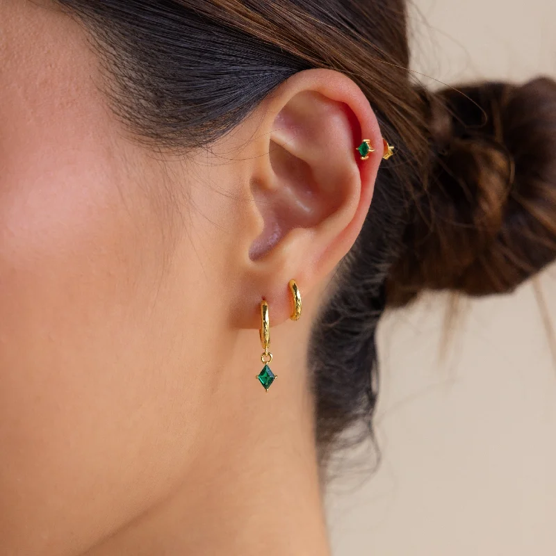 Crystal Drop Earrings for Women-Emerald Earrings Set