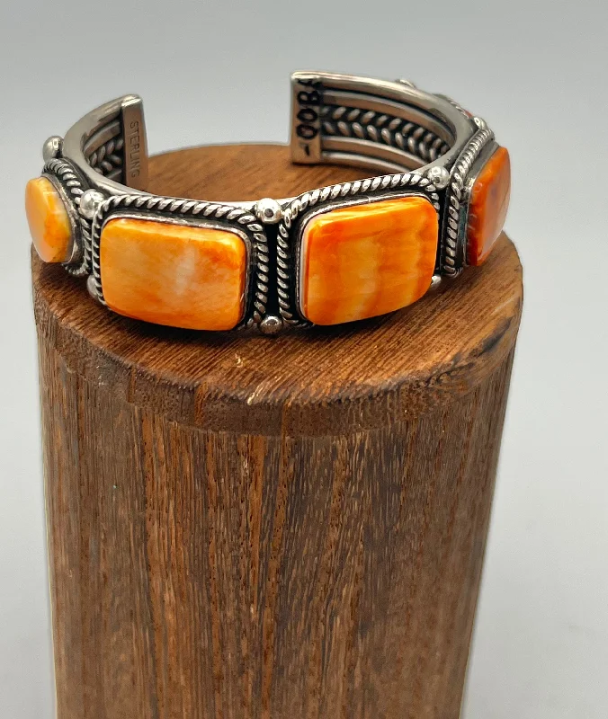 High-quality Gold Bracelets for Women-Cuff/Bracelet- Albert Lee Navajo Spiny Shell and Sterling