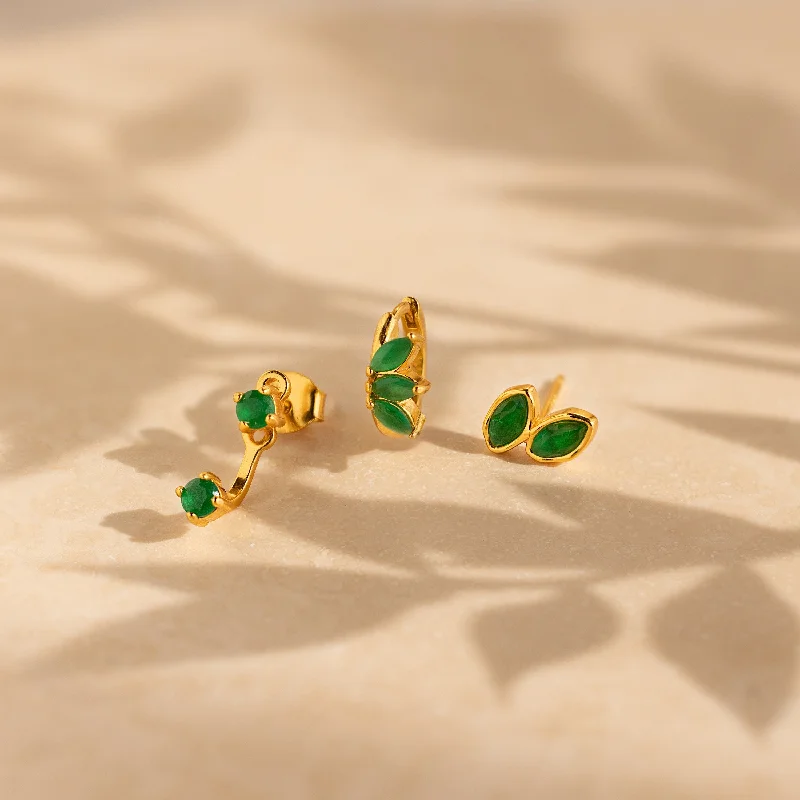 Minimalist Hoop Earrings-Jade Earrings Set