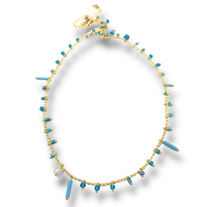 Vintage Necklaces-Turquoise Aria Delicate Miyuki Beaded Necklace