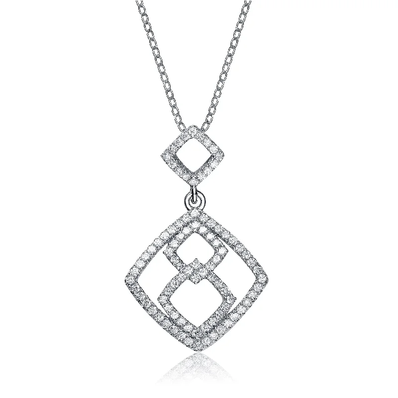 Elegant Necklaces-Sterling Silver White Cubic Zirconia Pendant