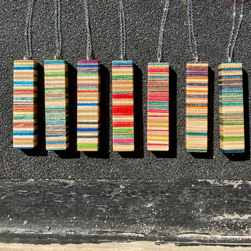 Pearl Necklaces-Upcycled Wood Skateboard Column Necklaces