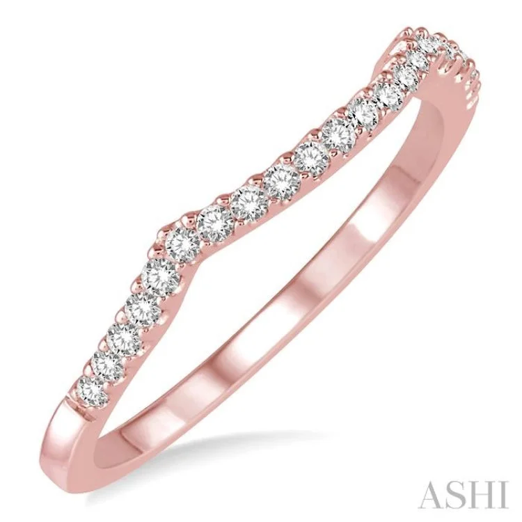 Women’s Vintage Promise Rings-1/6 Ctw Round Cut Diamond Matching Wedding Band in 14K Rose Gold