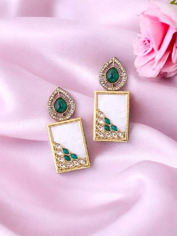 Colorful Drop Earrings-Emerald Jisha Danglers