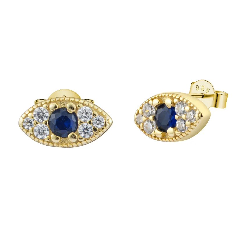 Personalized Drop Earrings-Gold Dainty Evil Eye Crystal Pave Stud Earrings