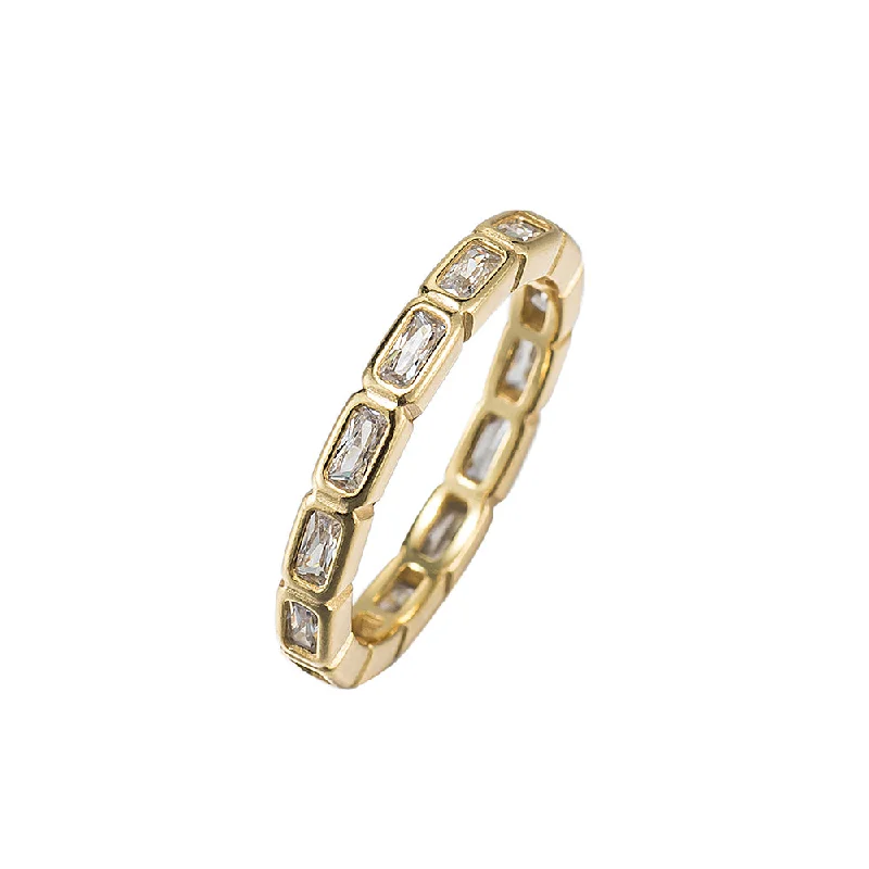 Vintage Gold Engagement Rings-Band CZ Ring