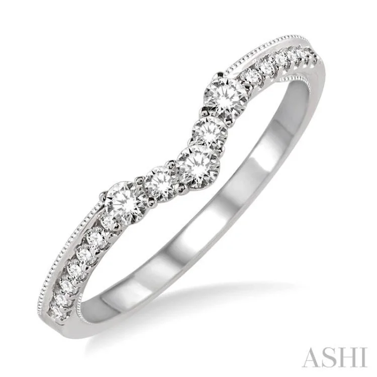 Personalized Promise Wedding Bands-1/3 Ctw Round Cut Diamond Wedding Band in 14K White Gold