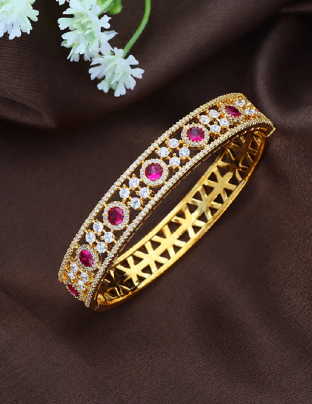 Classic Women’s Bracelets with Diamonds-Zirconia Gold Polish Kada Bracelet