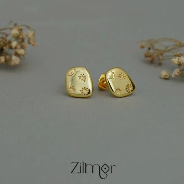 Modern Drop Earrings-ZA1011172 - Golden Earrings