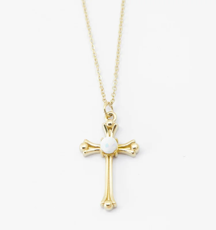 Butterfly Necklaces-Opal Cross Necklace