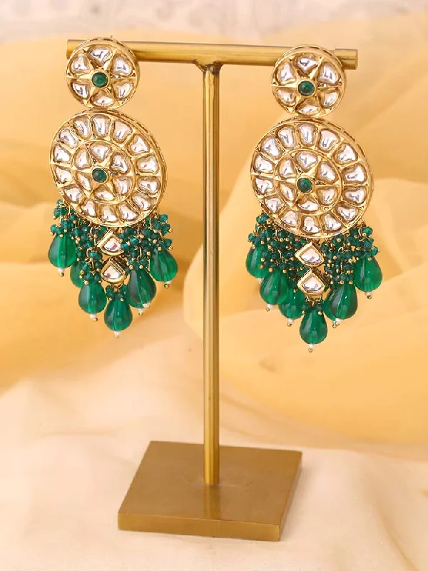 Dazzling Drop Earrings-Emerald Rachna Chandbalis