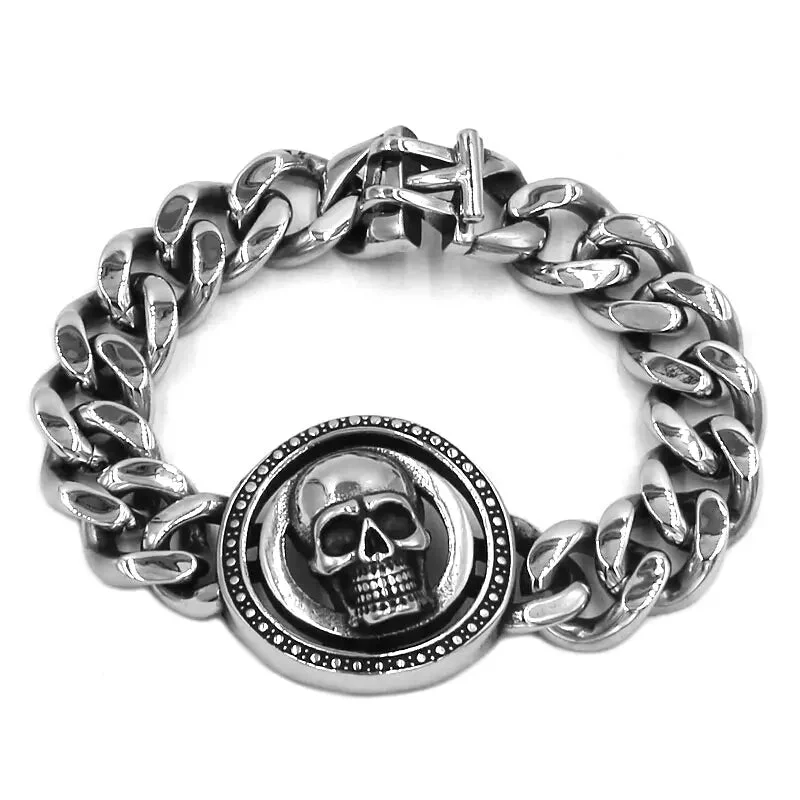 Luxury Chain Bracelets for Women-Stainless Steel Gothic Skull Bracelet