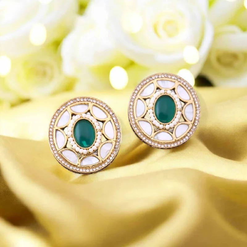 Designer Crystal Earrings-Emerald Raanu Studs