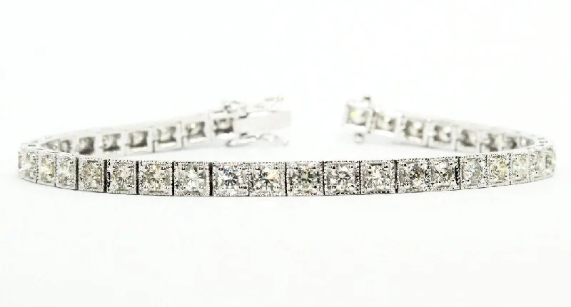 Bracelets with Birthstones for Moms-ART- DECO DIAMOND TENNIS BRACELET AD NO.1337