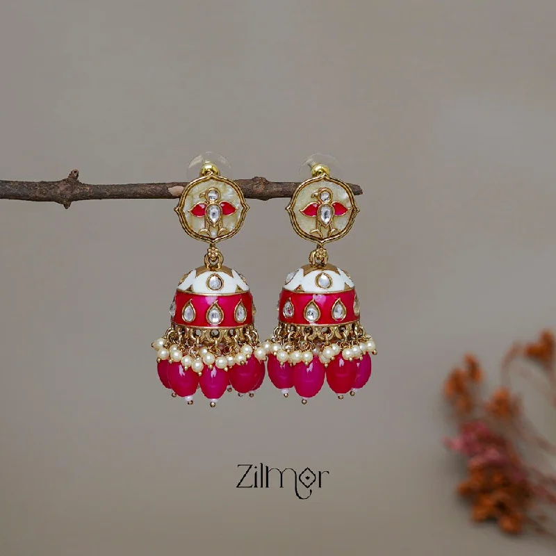 Elegant Drop Gemstone Earrings-FS1011246 - Meenakari Kundan Jumkha Earrings