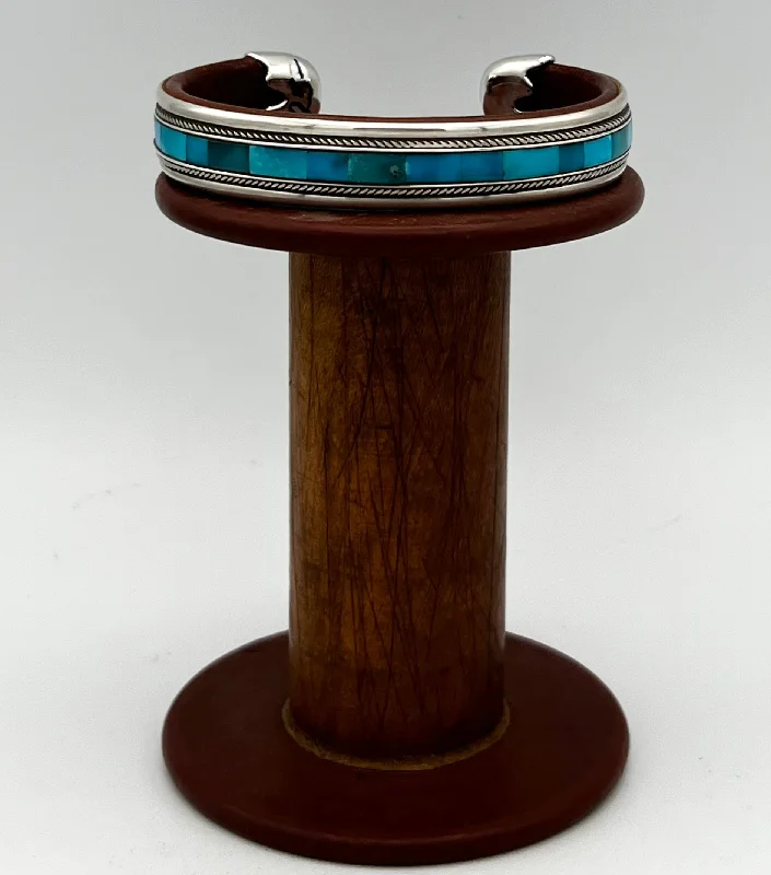 Custom Bracelets for Bridesmaids-Cuff/ Bracelet- Ramona Heiss Turquoise, Leather, Sterling