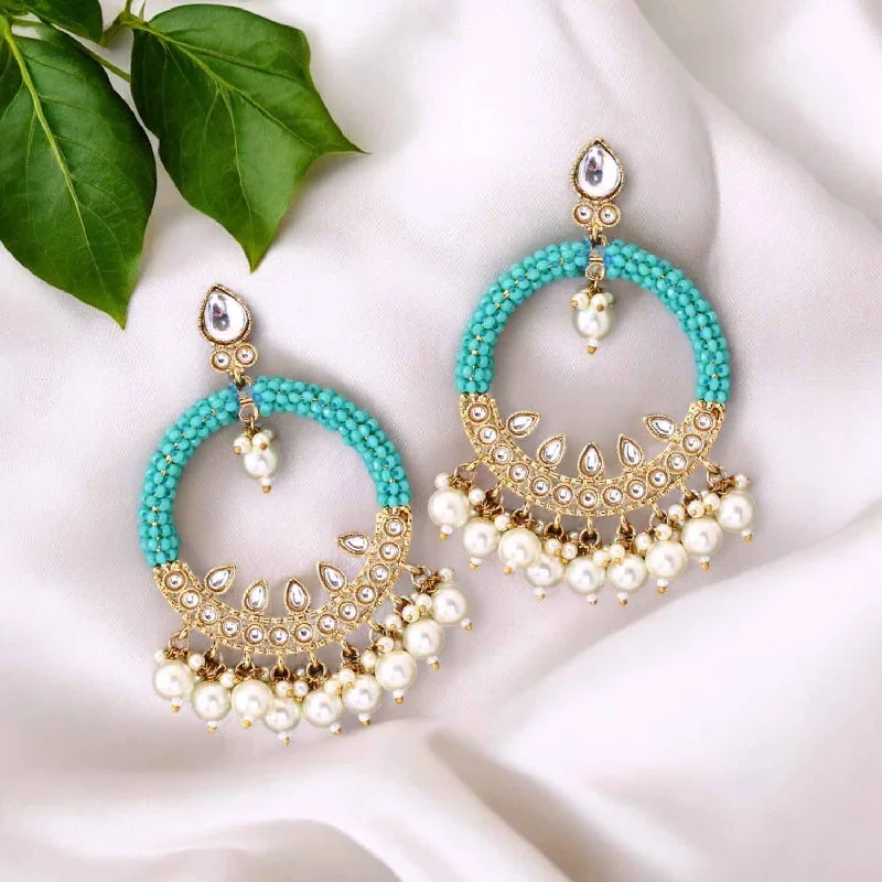 Classic Gold Drop Earrings-Turquoise Meeru Chandbalis