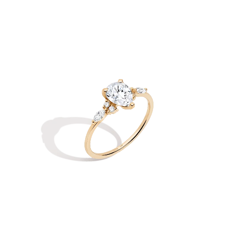 Luxury Wedding Rings for Women-Pear Cut Floral Diamond Ring