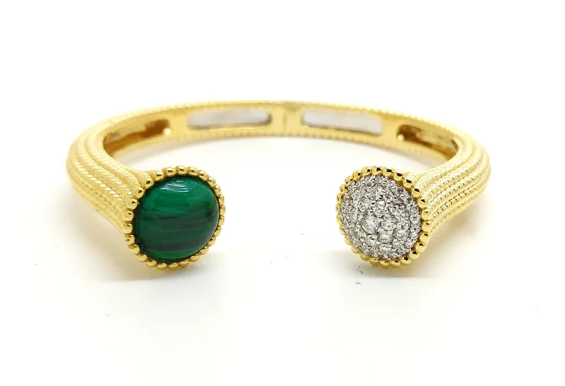 Handmade Gold Bracelets for Women-Diamond and Malachite Model Bracelet