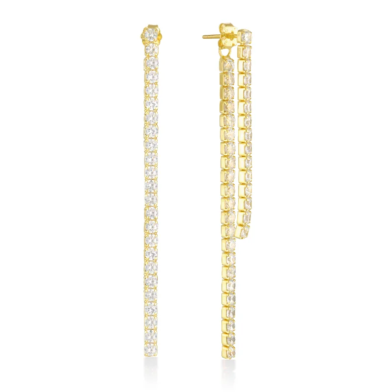 Elegant Pearl Earrings for Women-Tennis Drop Earrings