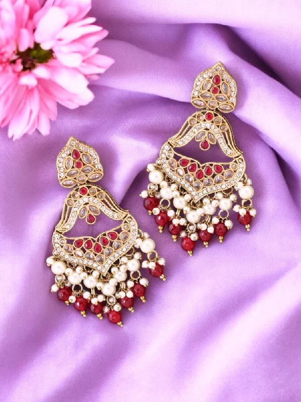 Handmade Gemstone Earrings-Rani Navyaani Chandbalis