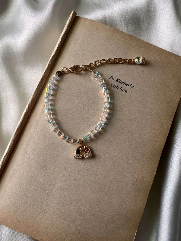 Engraved Bracelets for Special Events-Rainbow crystal bracelet