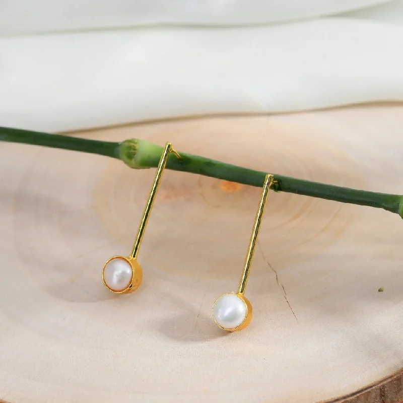 Classic Gold Drop Earrings-Luna Fresh Water Pearl Earrings