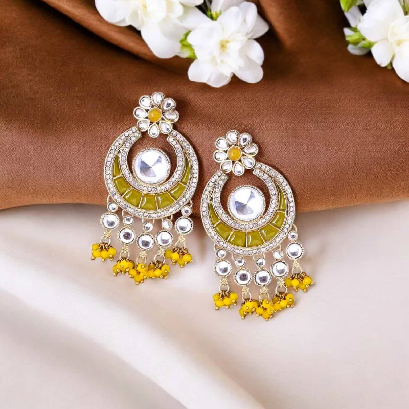 Stylish Dangle Earrings-Lemon Nitaia Chandbalis