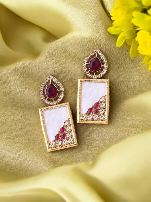 Personalized Drop Earrings-Wine Jisha Danglers