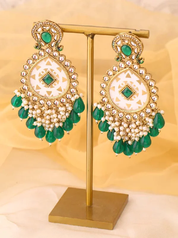 Large Hoop Earrings-Emerald Bani Chandbalis