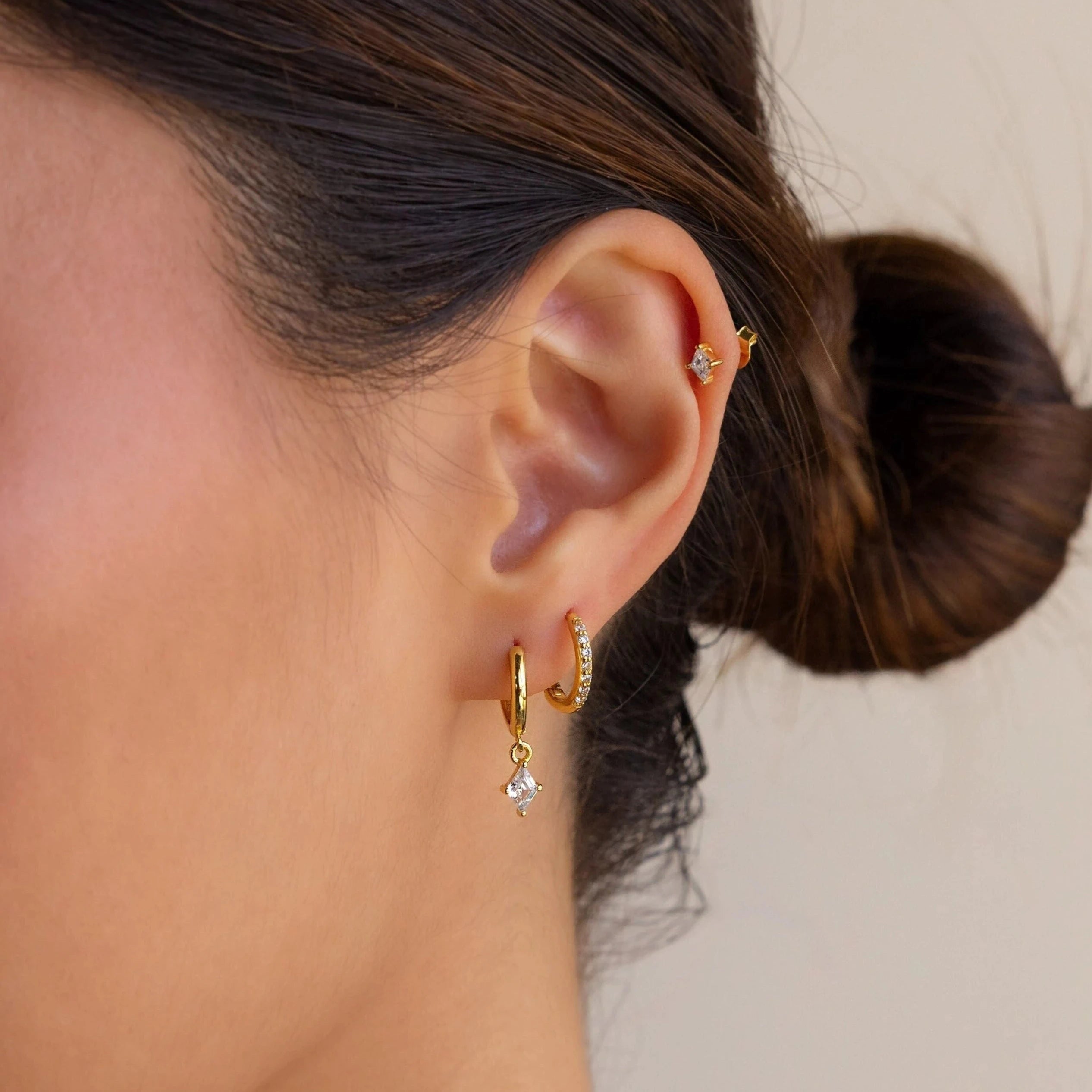 Gold and Crystal Earrings-Diamond Pave Earrings Set