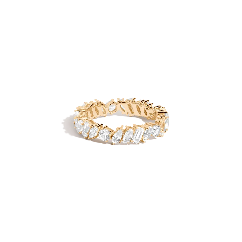 Two-Tone Engagement Rings-Lab Grown White Sapphire Mixed Shape Eternity Ring