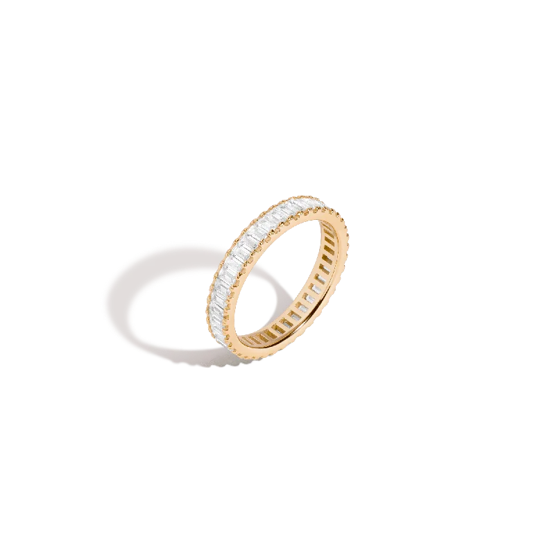 Stylish Promise Rings-Lab Grown White Sapphire Baguette Eternity Ring