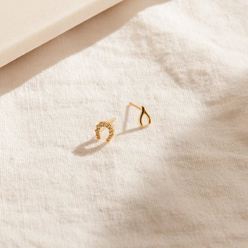 Crystal and Gold Earrings-Lucky Studs Set