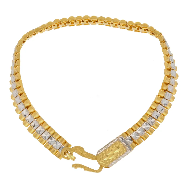 Simple Chain Bracelets for Women-22K Multi Gold Men Bracelet W/ Rectangular frame for Men