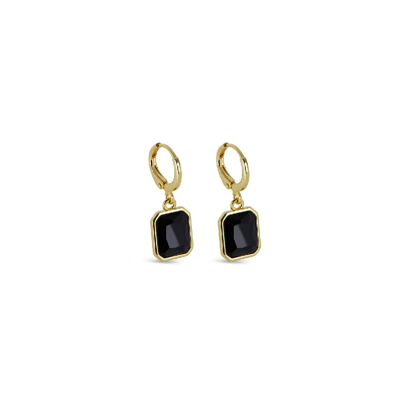 Elegant Gemstone Earrings-Tropez Huggie Hoop Earrings - Gold/Black