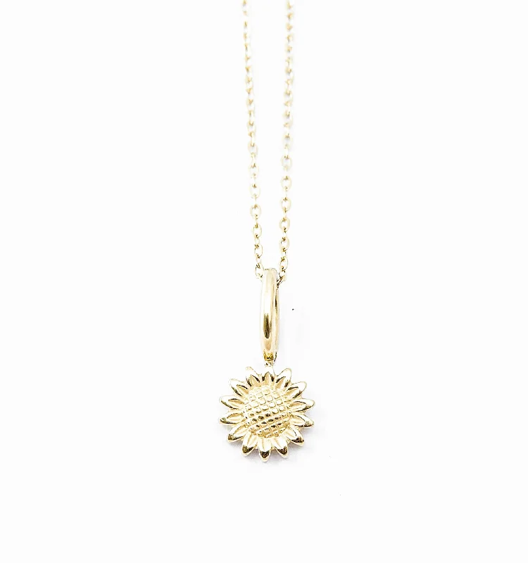 Custom Diamond Necklaces-Dainty Sunflower Necklace