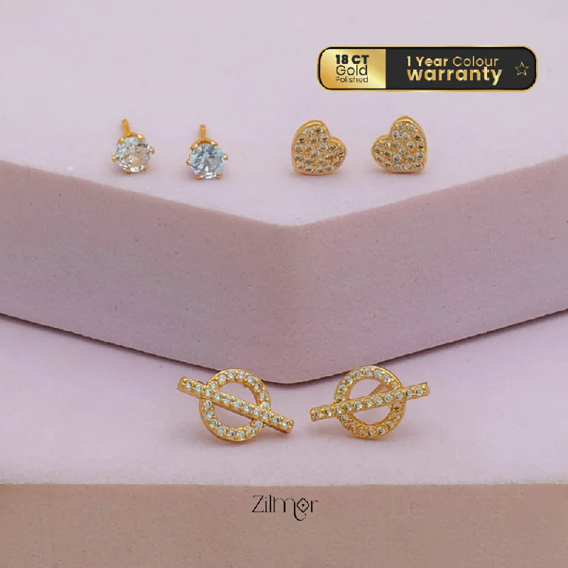 Classic Drop Earrings-PE101849  - Gold tone AD Stone Combo stud Earrings