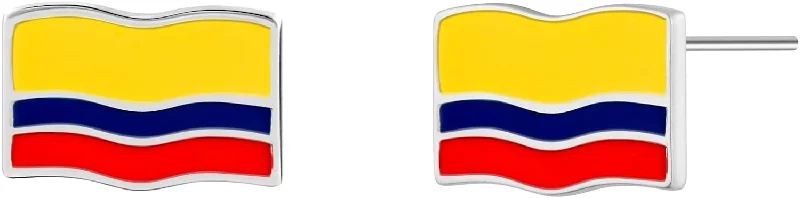 Custom Drop Stud Earrings-Colombia Flag Stud Earrings