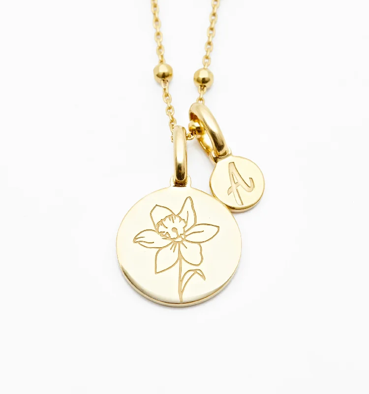 Luxury Diamond Necklaces-Dainty Narcissus Necklace - December Flower