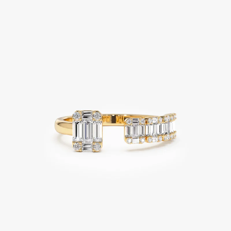 Simple Promise Rings with Personalization-14k Floating Diamond Baguette Cut Diamond Ring