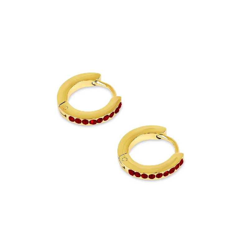 Silver Stud Earrings-Birthstone Huggie Hoop Earrings - Gold (Select Your Birthstone!)