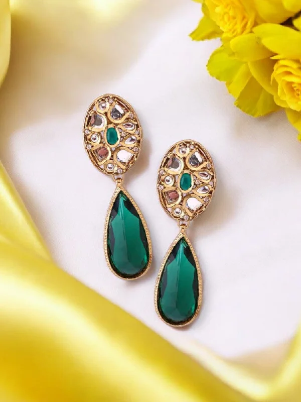 Custom Hoop Earrings-Emerald Daitya Danglers