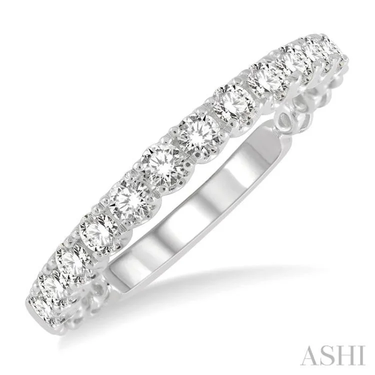 Classic Diamond Wedding Bands-1/2 ctw Lattice Round Cut Diamond Wedding Band in 14K White Gold